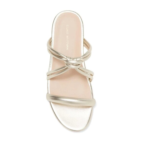 STUART WEITZMAN Twist Knot Flat Sandals in Gold Size 6.5 - Picture 2 of 10